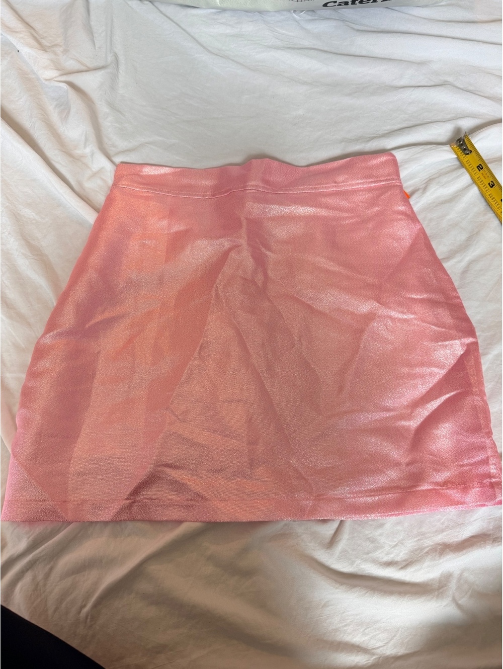 Pink Shiny Mini Skirt with Back Zipper